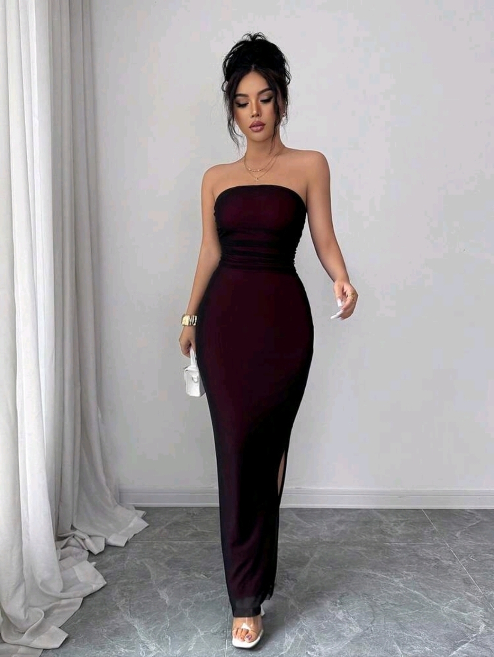 Raffinéa Strapless Gradient Mesh  Slim-Fitting Hip-Hugging Long Dress - Picture 8 of 8